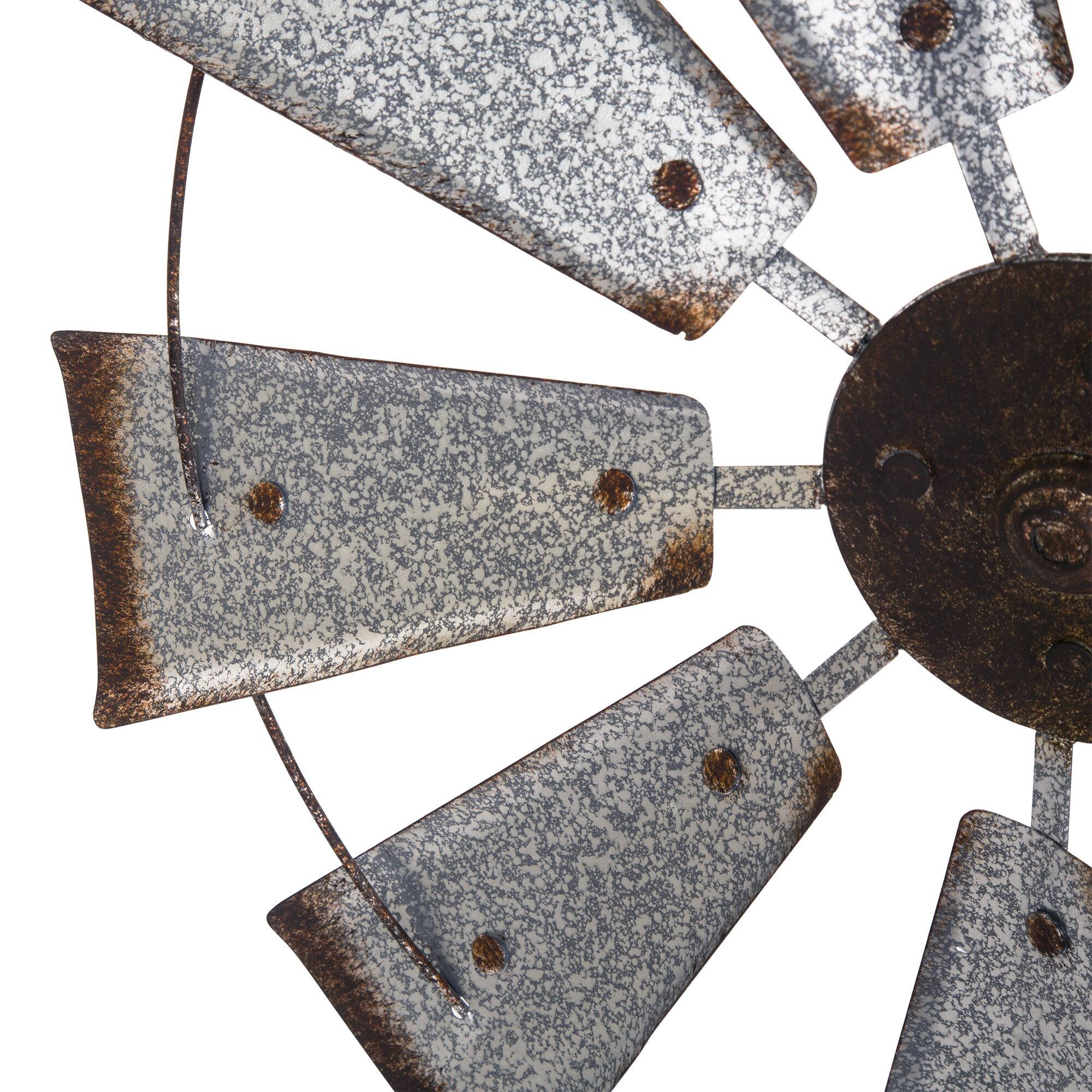 Glitzhome® 22" Farmhouse Metal Galvanized Wind Spinner Wall Décor